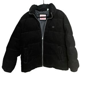 Levi's Strauss & Co Women's Corduroy Full Zip Puffer Jacket Black Size XL